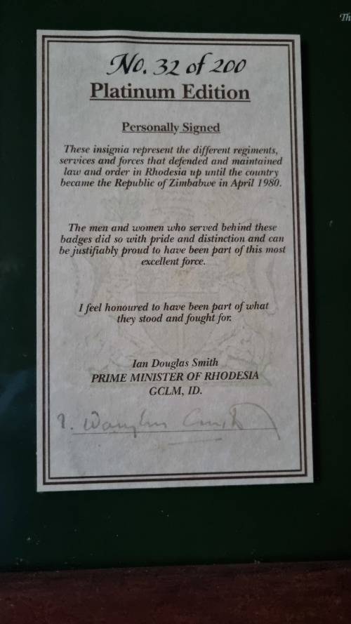 BADGES OF THE RHODESIA  FORCES LIMITED EDITION